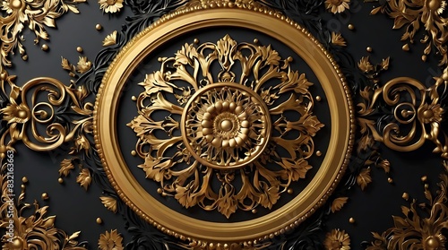 black background with intricate gold embellishments.