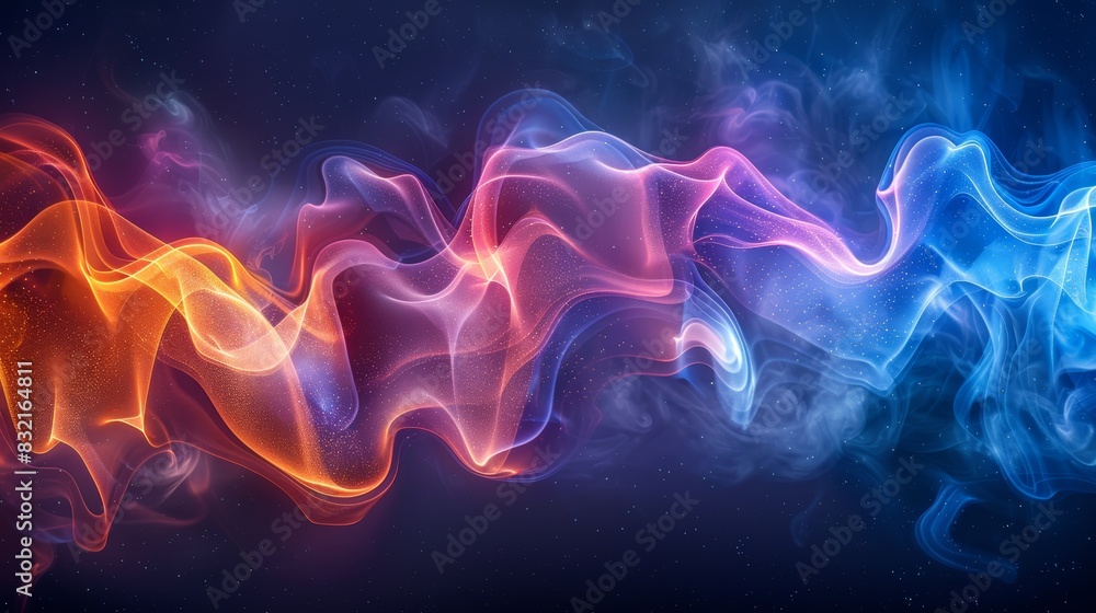 Obraz premium Abstract digital painting of swirling colorful smoke