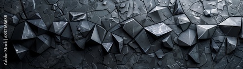Abstract geometric shapes in dark grey tones, creating a textured background. photo