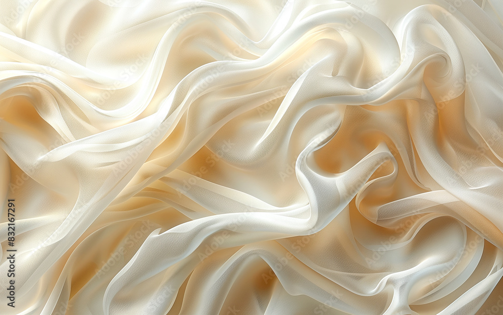 Milky background with flowing folds of silky fabric. Banner. Texture. Generation by ai. Horizontal. Milky background with flowing folds of silky fabric. Banner. Texture. Generation by ai. Horizontal.
