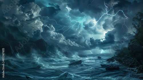 storm over the sea