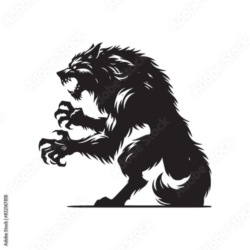 Eye-catching werewolf silhouette for captivating design elements - minimalist werewolf vector
