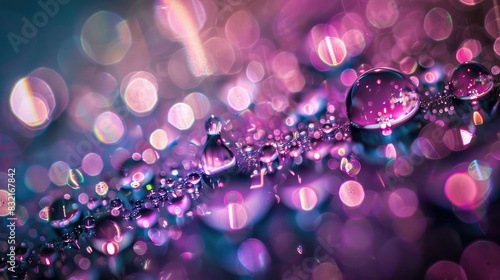 Shimmering iridescent oil droplets in water, mysterious and captivating photo