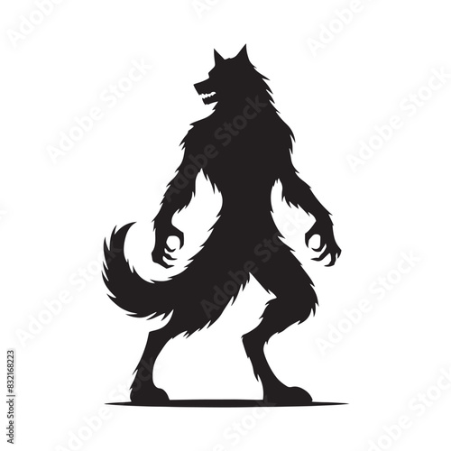 Versatile werewolf silhouette ideal for posters and digital art - minimalist werewolf vector
