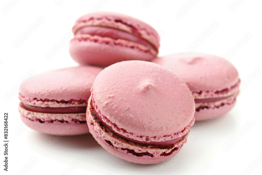 a group of pink macarons sitting on top of a white surface a group of pink macarons sitting on top of a white surface