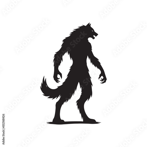 High-quality werewolf silhouette for digital and print designs - werewolf illustration
