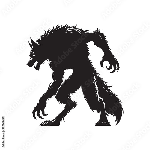 A stunning werewolf silhouette perfect for fantasy illustrations - minimalist werewolf vector
