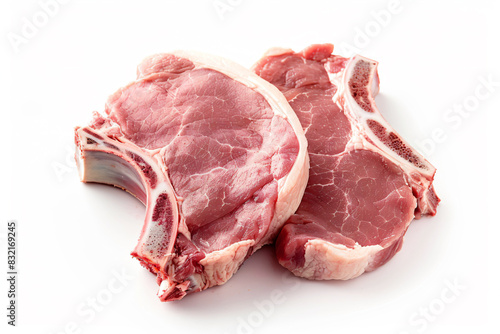 two raw meat pieces on a white surface