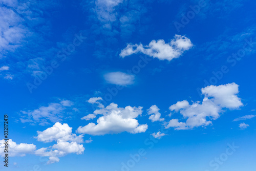 Fleecy clouds with blue sky  Texture background