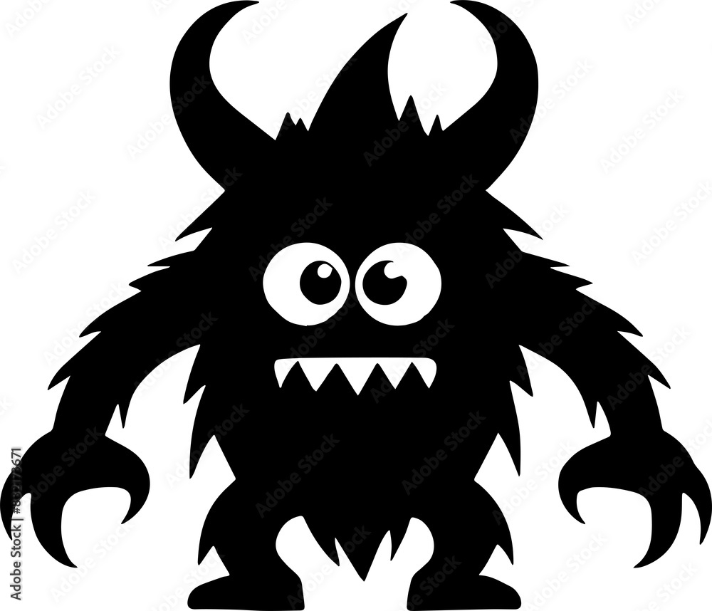 Big eye baby monster silhouette icon Big eye baby monster silhouette icon