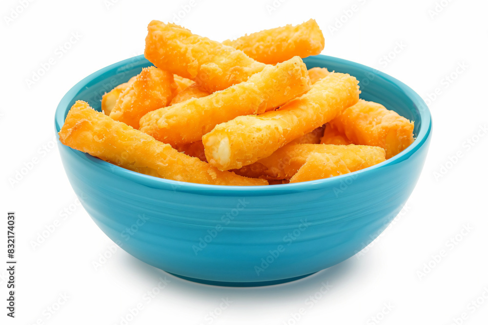 a bowl of cheetoe sticks on a white background a bowl of cheetoe sticks on a white background