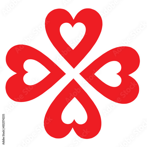 Red Love Hearts icon vector. Isolated on transparent background.