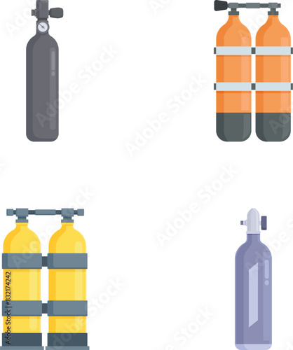 Wallpaper Mural Flat design icons depicting various scuba diving tanks for different diving scenarios Torontodigital.ca