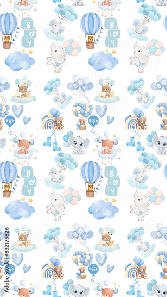 Seamless baby boy pattern Seamless baby boy pattern