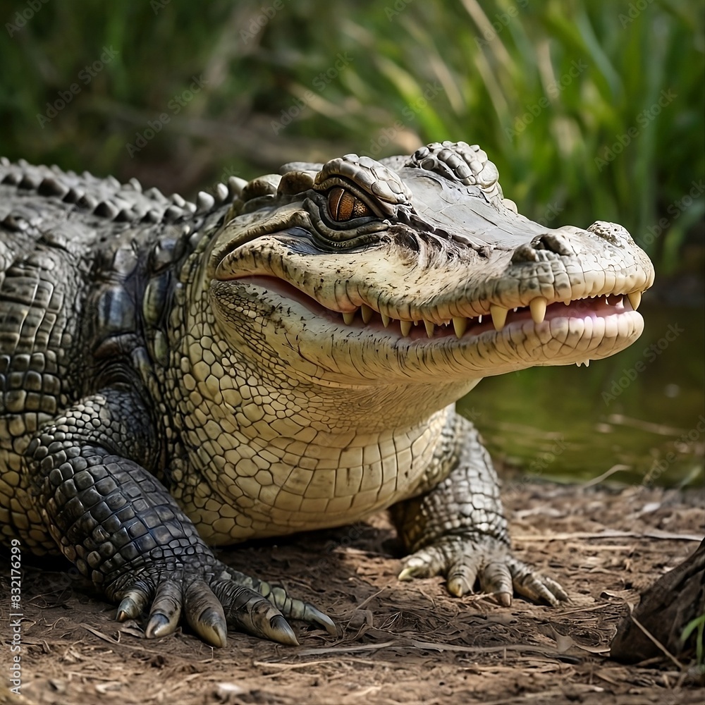Fototapeta premium A friendly alligator with a big smile