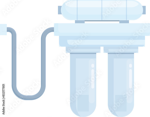 Illustration of a home water purification system using filtration and treatment technology to provide clean and safe drinking water