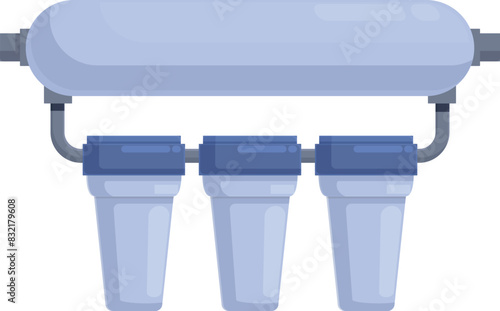 Illustration of a reverse osmosis water purifying system for clean drinking water