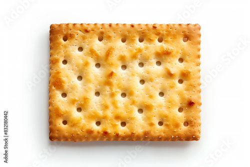 a cracker with holes on it on a white surface