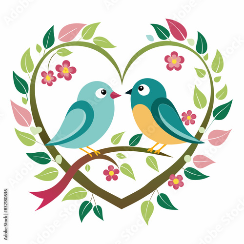 Wallpaper Mural Two Bird Making Love on a Branch vector illustration  Torontodigital.ca