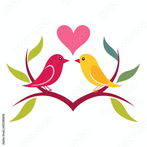 Two Bird Making Love on a Branch vector illustration 