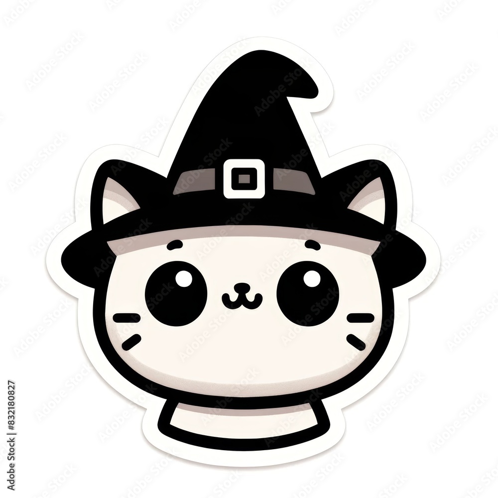 Cat with a witch hat sticker Cat with a witch hat sticker
