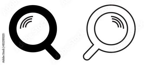 Search icon button - magnifying glass lope sign symbol, magnifier icon. web vector icon. photo