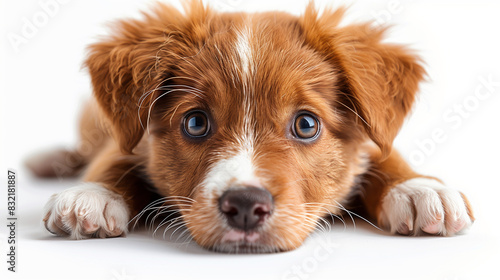 Playful Pup Pops Against Pristine White Backdrop ,generated by IA