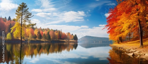Beautiful autumn landscape. Creative banner. Copyspace image