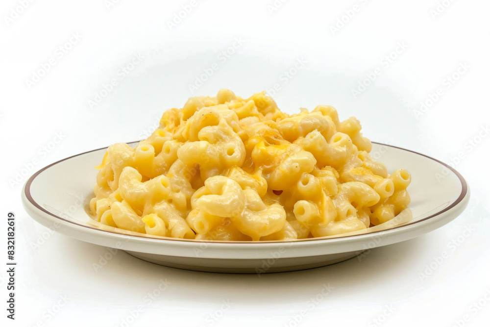 a plate of macaroni and cheese on a white table a plate of macaroni and cheese on a white table