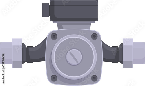 Flat vector graphic of an industrial flange with a centered valve and pipe connectors