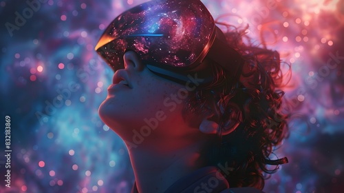 Boy wearing VR amid celestials  © Oat Stilinski