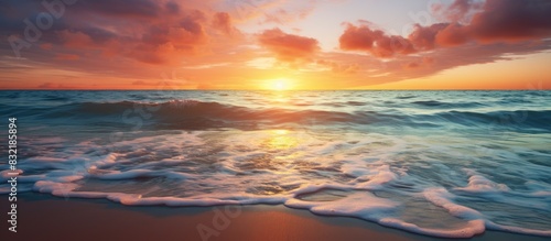 Sunsets at the beach beautiful summer. Creative banner. Copyspace image