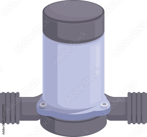 Isometric industrial pipe connector illustration with metal flanges in a plumbing pipeline connection for water supply. Steel fitting engineering. 3d infrastructure equipment