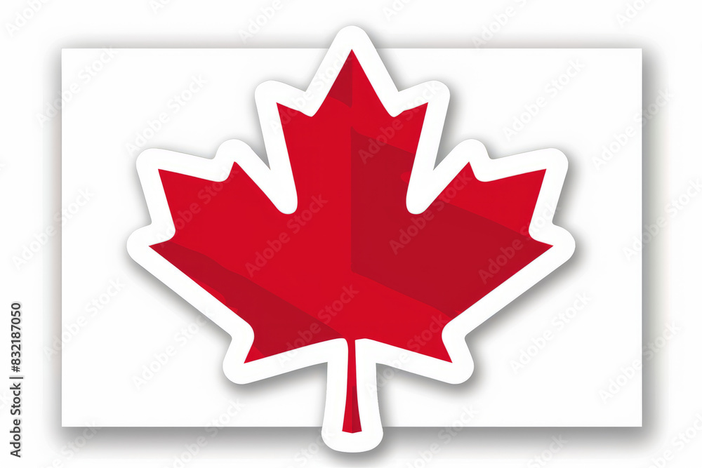 Canadian flag sticker in shape of Canada maple leaf Canadian flag sticker in shape of Canada maple leaf