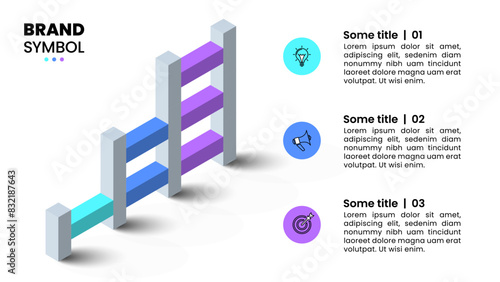Infographic template. Isometric stairs with 3 steps