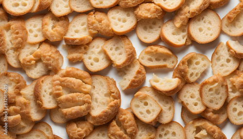 Delicious sliced cereal bread with white backgroundPotato chips on white background photo