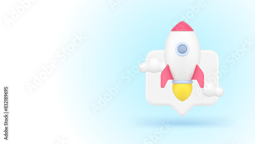 Business startup launching rocket quick tips start targeting marketing solution 3d icon vector