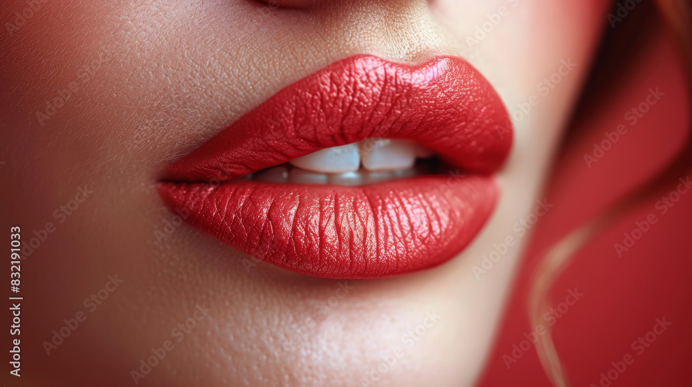 Close-up of perfect Beautiful plump lips on a woman's face. Close-up of perfect Beautiful plump lips on a woman's face.