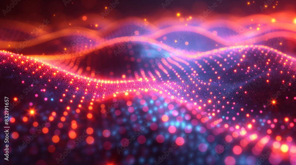An abstract background featuring a holographic grid that appears three-dimensional. The grid is composed of glowing lines and points, creating a futuristic and immersive effect An abstract background featuring a holographic grid that appears three-dimensional. The grid is composed of glowing lines and points, creating a futuristic and immersive effect