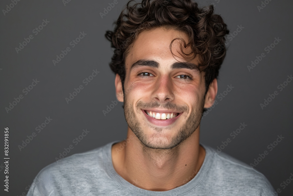 Handsome young man smiling in a studio portrait Handsome young man smiling in a studio portrait