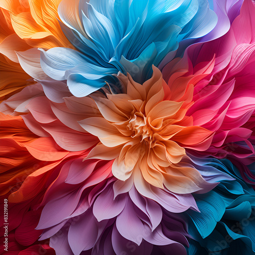 A circular arrangement of vibrant flowers in various colors.
