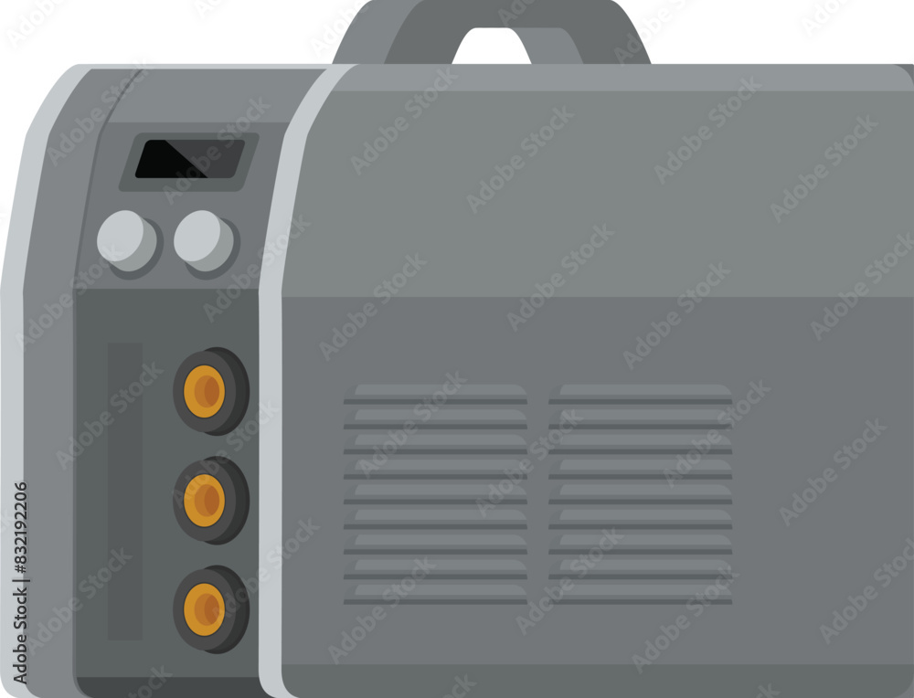Fototapeta premium Cartoon illustration of a modern portable generator in flat design style. Isolated on a grey background