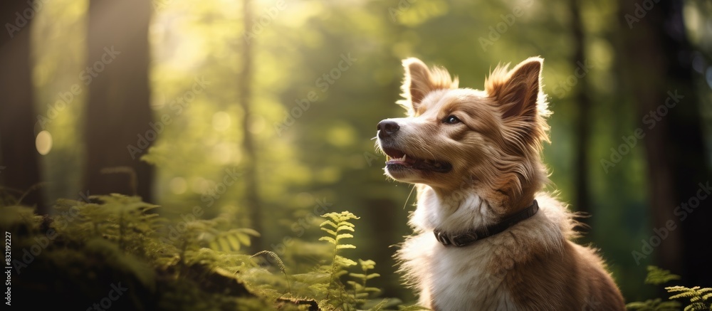 Cute black mix breed puppy in grass Outbred dog in summer forest. Creative banner. Copyspace image Cute black mix breed puppy in grass Outbred dog in summer forest. Creative banner. Copyspace image