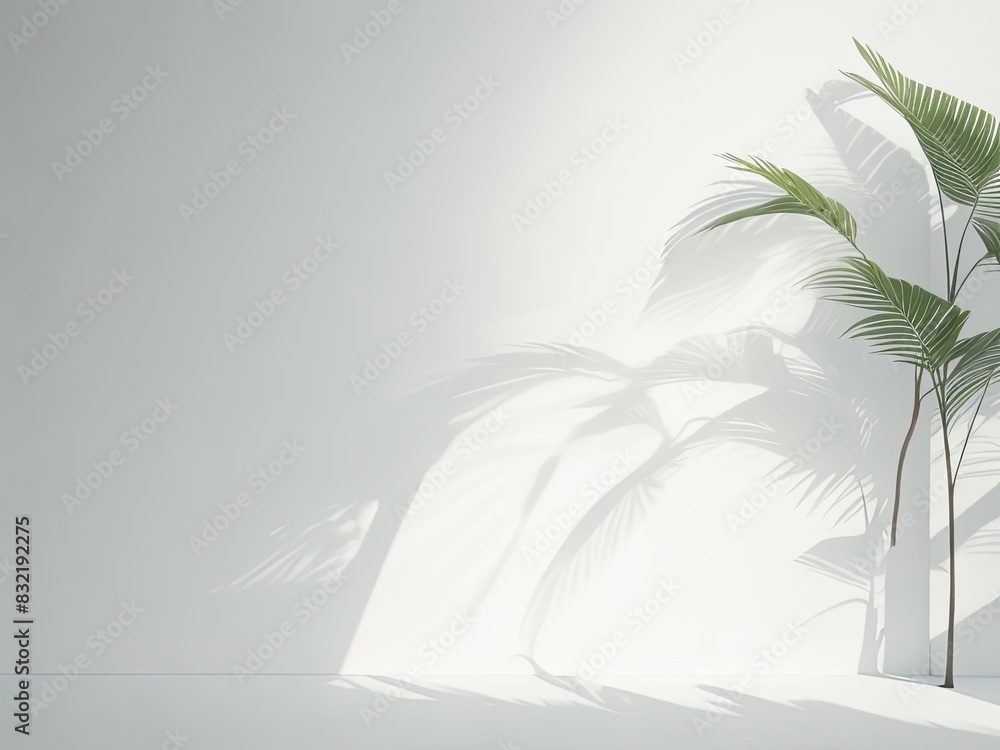 a white wall with a minimalist light background and a hazy shadow of vegetation. lovely backdrop for the presentation. a white wall with a minimalist light background and a hazy shadow of vegetation. lovely backdrop for the presentation.