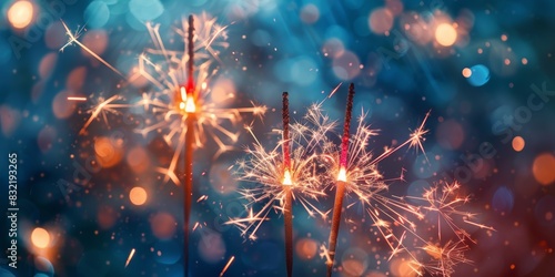 Low-angle close-up of sparklers