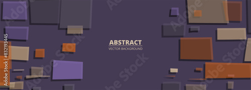 Vibrant color wide banner with irregular geometric rectangle shapes. Abstract naive art background. Evolved minimalism retro vector illustration