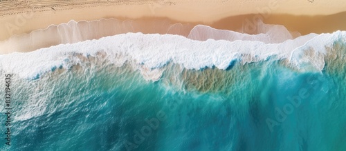 beach and sea top view aerial drone above the sky background texture. Creative banner. Copyspace image