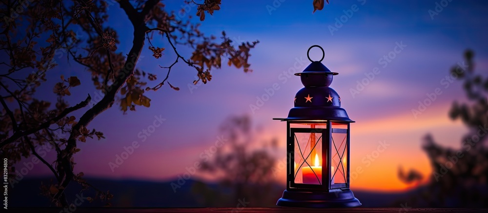 Lantern at Dusk. Creative banner. Copyspace image Lantern at Dusk. Creative banner. Copyspace image