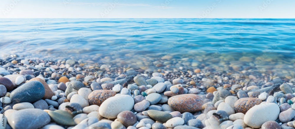 waves with foam on the beach pebble sea surf and foam waves calm waves on the beach seashore made of small stones foaming ocean the waves roll on the sea shore. Creative banner. Copyspace image waves with foam on the beach pebble sea surf and foam waves calm waves on the beach seashore made of small stones foaming ocean the waves roll on the sea shore. Creative banner. Copyspace image