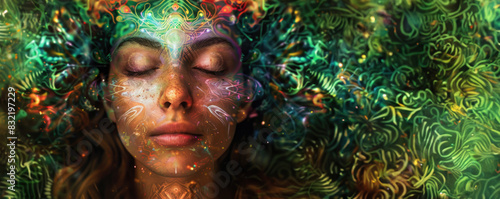 Wallpaper Mural Woman having an ayahuasca trip in the amazon jungle. With copy space. Torontodigital.ca